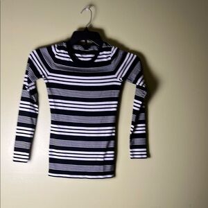J. Crew perfect fit Black and White Striped Long Sleeve Top